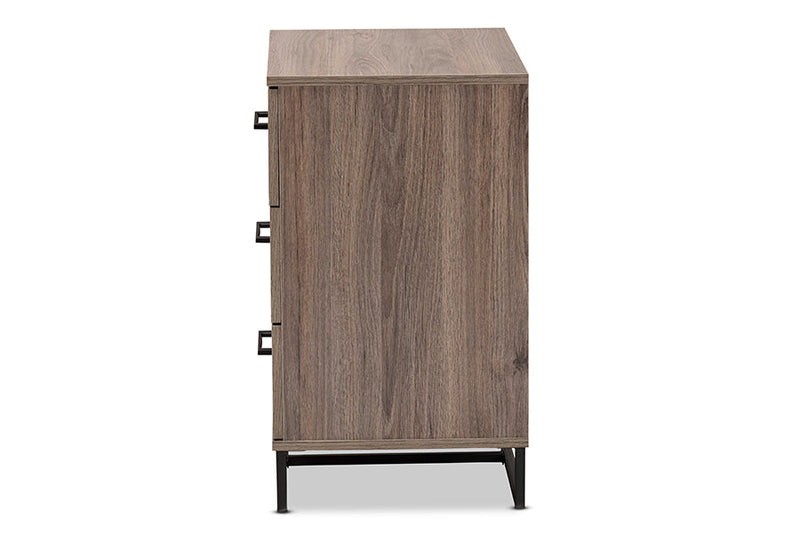 Mateo Rustic Oak 3-Drawer Storage Chest Baxton