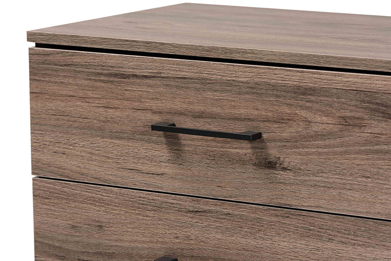 Mateo Rustic Oak 3-Drawer Storage Chest Baxton