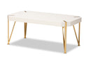 Idra Brushed Gold Metal and White Coffee Table Baxton