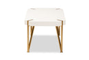 Idra Brushed Gold Metal and White Coffee Table Baxton