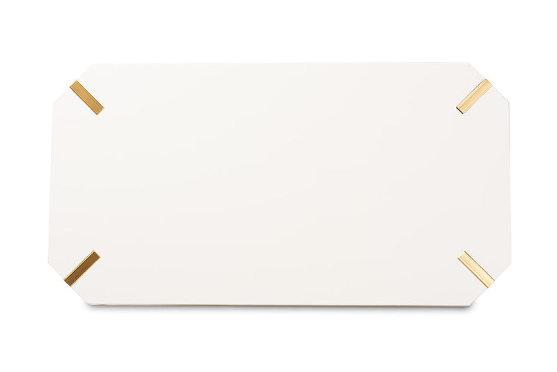 Idra Brushed Gold Metal and White Coffee Table Baxton