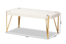 Idra Brushed Gold Metal and White Coffee Table Baxton