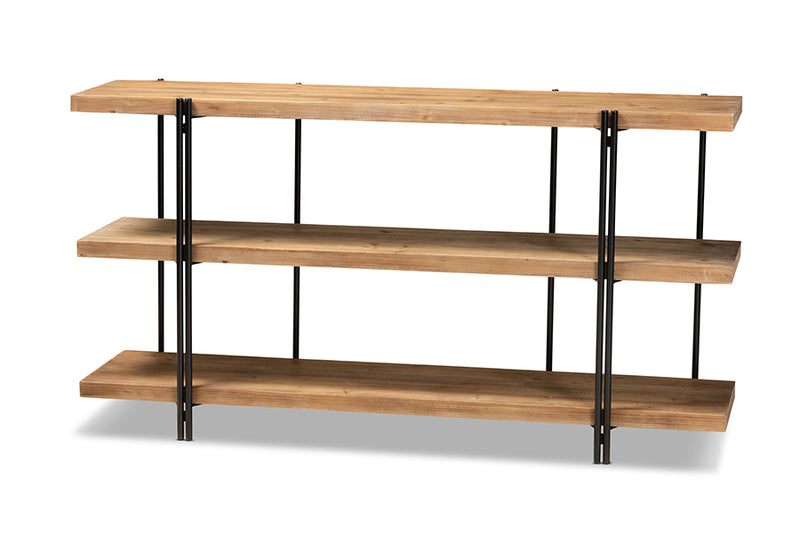 Flamings Modern Rustic and Industrial Natural Brown Finished Wood and Black Finished Metal Console Table