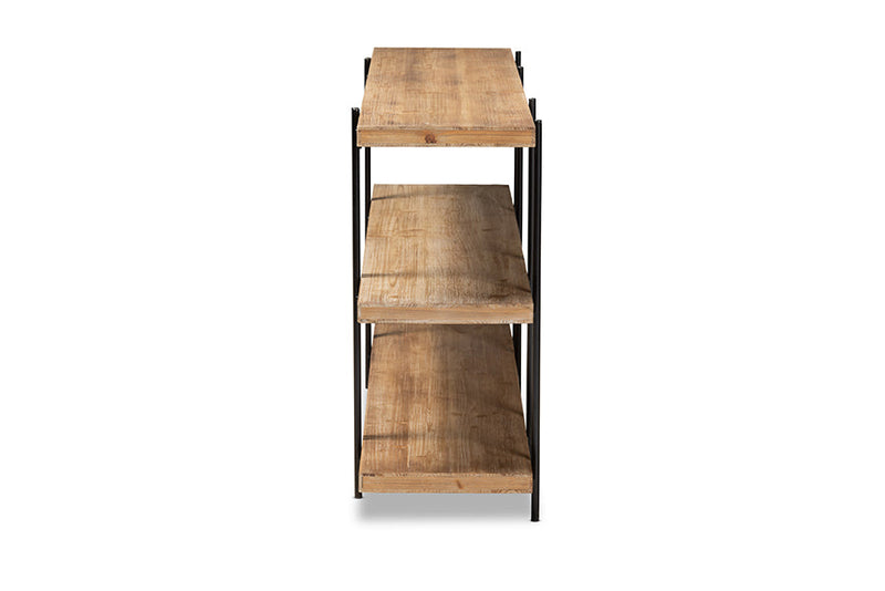 Flamings Natural Brown and Black Finished Metal Console Table Baxton