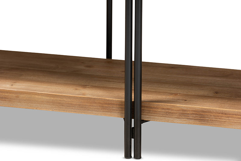 Flamings Modern Rustic and Industrial Natural Brown Finished Wood and Black Finished Metal Console Table