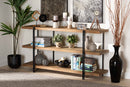 Flamings Natural Brown and Black Finished Metal Console Table Baxton
