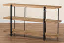 Flamings Natural Brown and Black Finished Metal Console Table Baxton