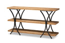 Mae Modern Natural Brown and Black Finished Metal Console Table Baxton