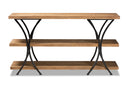 Mae Modern Natural Brown and Black Finished Metal Console Table Baxton
