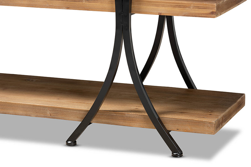 Mae Modern Rustic and Industrial Natural Brown Finished Wood and Black Finished Metal Console Table