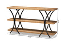 Mae Modern Natural Brown and Black Finished Metal Console Table Baxton