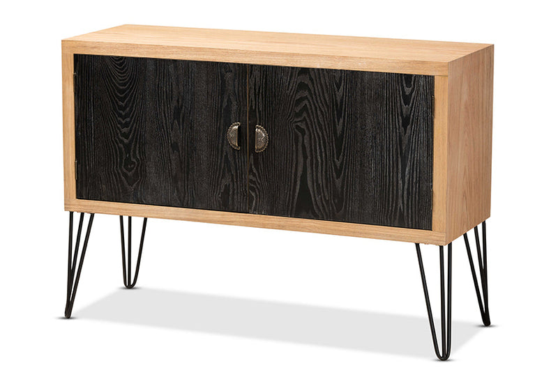 Carlingford Two-Tone Walnut Brown and Black Storage Cabinet Baxton
