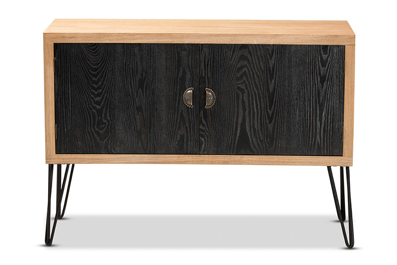 Carlingford Two-Tone Walnut Brown and Black Storage Cabinet Baxton