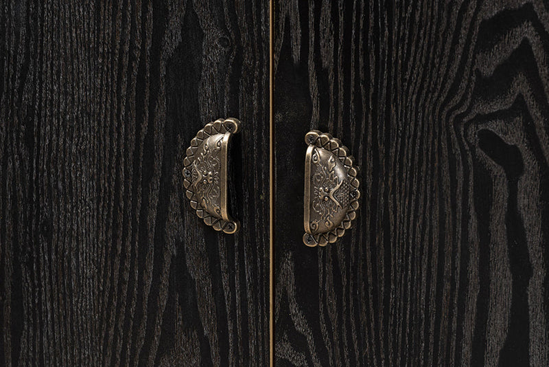 Carlingford Two-Tone Walnut Brown and Black Storage Cabinet Baxton