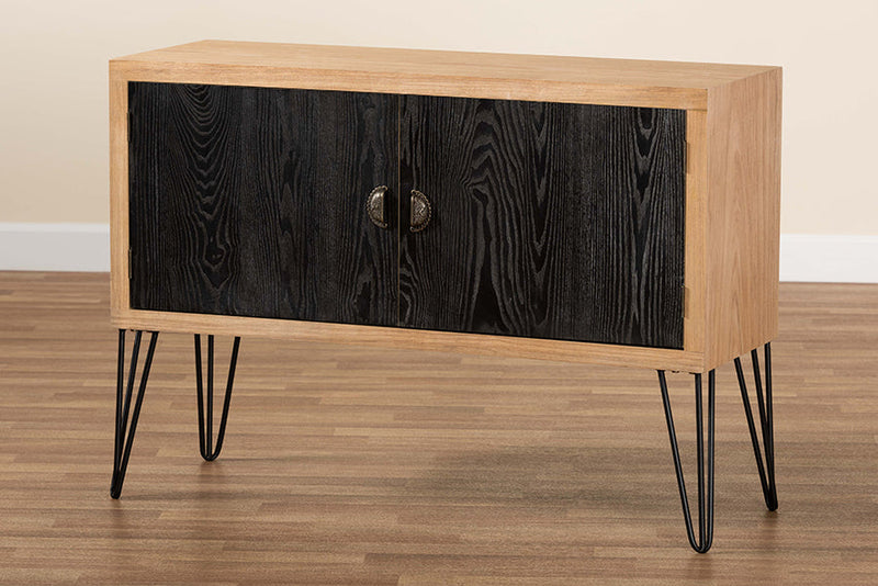 Carlingford Two-Tone Walnut Brown and Black Storage Cabinet Baxton