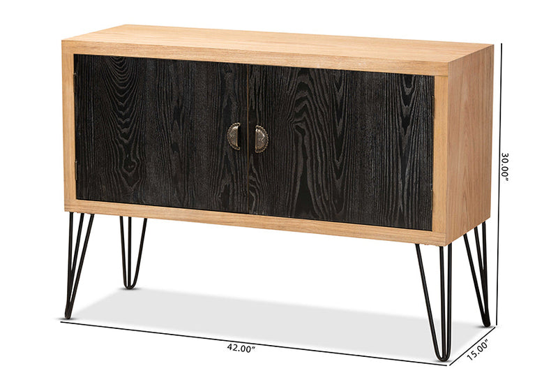 Carlingford Two-Tone Walnut Brown and Black Storage Cabinet Baxton
