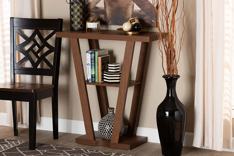 Kioshi Modern and Contemporary Walnut Brown Finished Wood Console Table