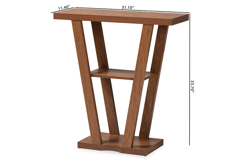 Kioshi Modern and Contemporary Walnut Brown Finished Wood Console Table