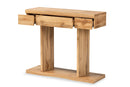 Abberton Oak Brown 3-Drawer Console Table Baxton