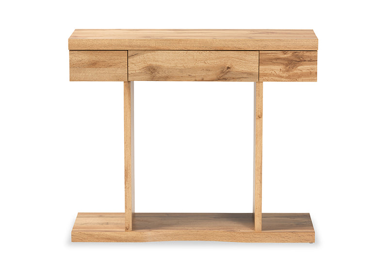 Abberton Modern and Contemporary Oak Brown Finished Wood 3-Drawer Console Table