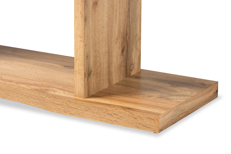 Abberton Oak Brown 3-Drawer Console Table Baxton
