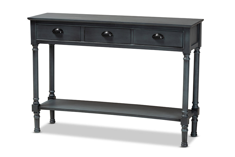 Thea French Provincial Gray Finished Wood 3-Drawer Entryway Console Table