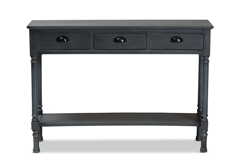 Thea French Provincial Gray Finished Wood 3-Drawer Entryway Console Table