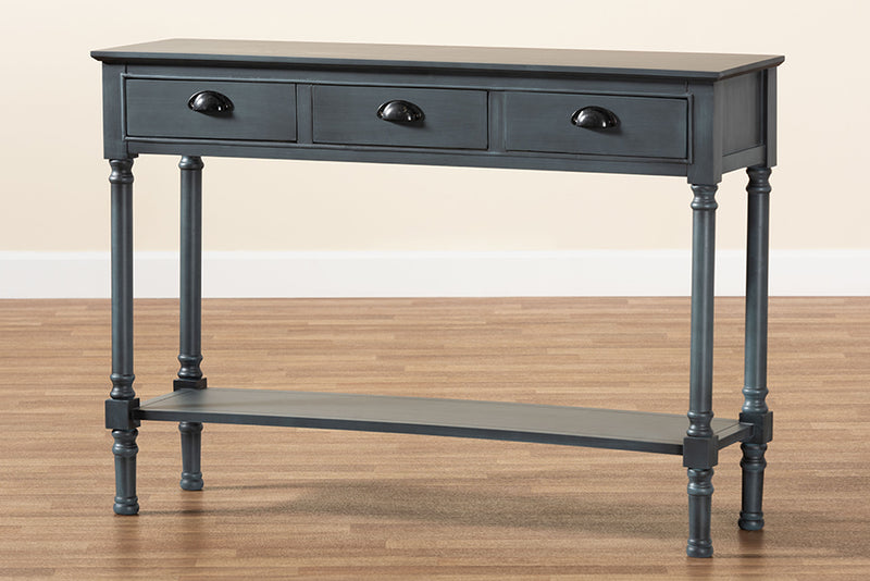 Thea French Provincial Gray Finished Wood 3-Drawer Entryway Console Table