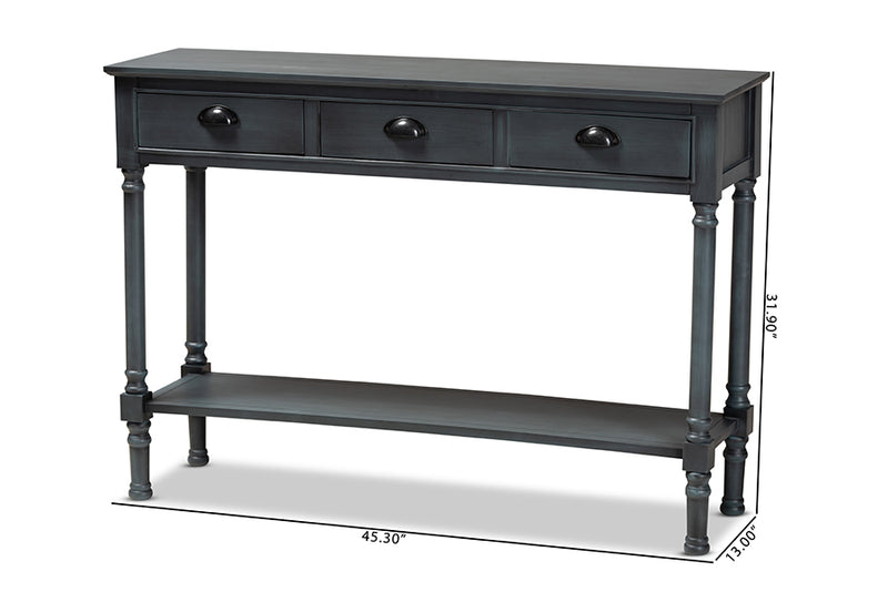 Thea French Provincial Gray Finished Wood 3-Drawer Entryway Console Table