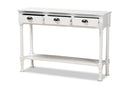 Thea White 3-Drawer Entryway Console Table Baxton