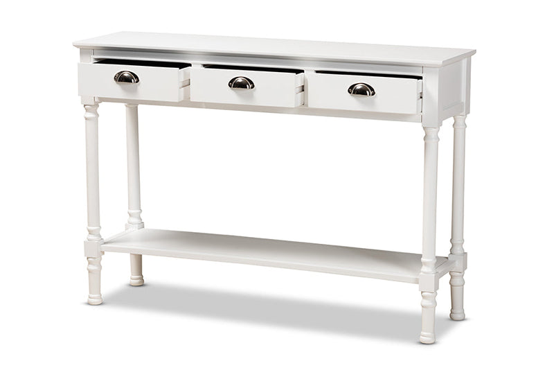 Thea White 3-Drawer Entryway Console Table Baxton