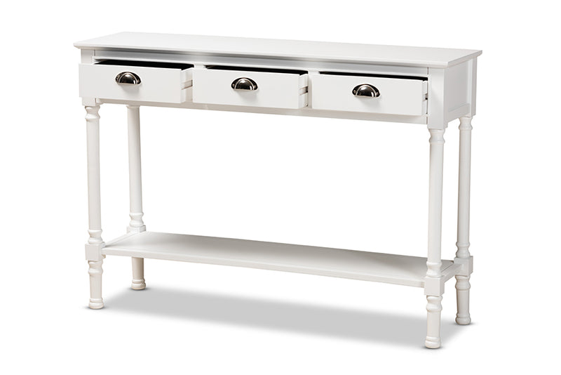 Thea French Provincial White Finished Wood 3-Drawer Entryway Console Table