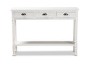 Thea White 3-Drawer Entryway Console Table Baxton