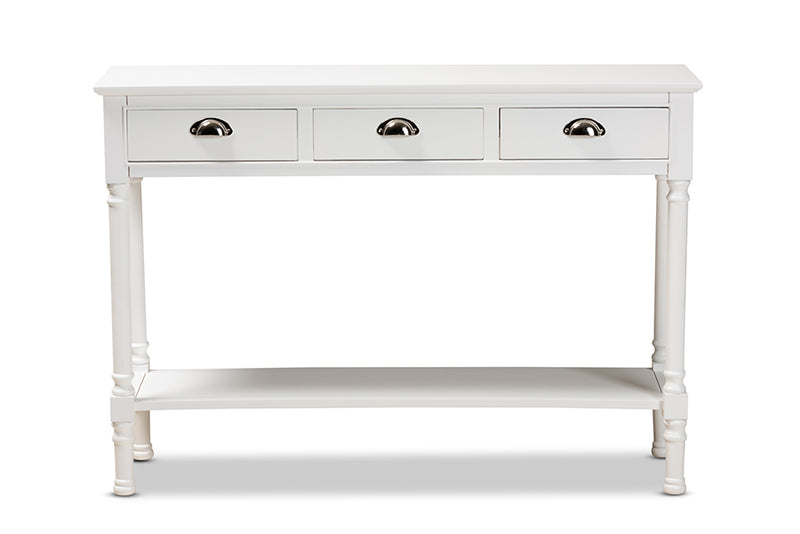 Thea French Provincial White Finished Wood 3-Drawer Entryway Console Table