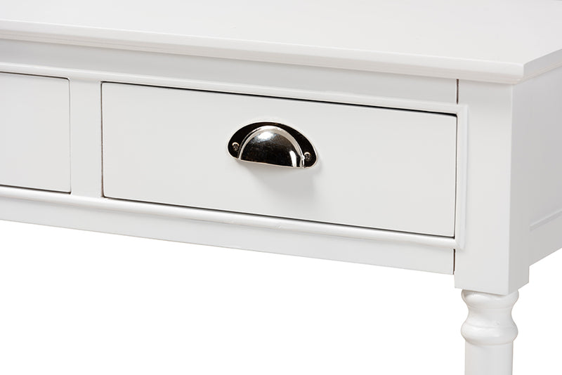 Thea French Provincial White Finished Wood 3-Drawer Entryway Console Table