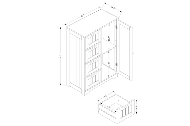 Jeanette White 4-Drawer Bathroom Storage Cabinet Baxton