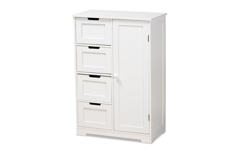 Jeanette White 4-Drawer Bathroom Storage Cabinet Baxton