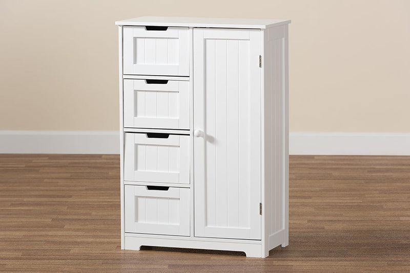 Jeanette White 4-Drawer Bathroom Storage Cabinet Baxton
