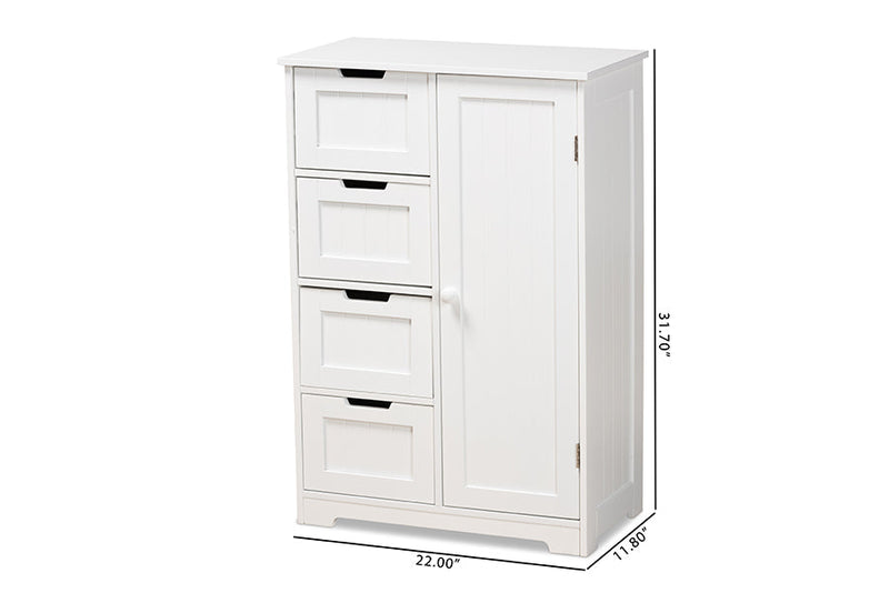 Jeanette White 4-Drawer Bathroom Storage Cabinet Baxton