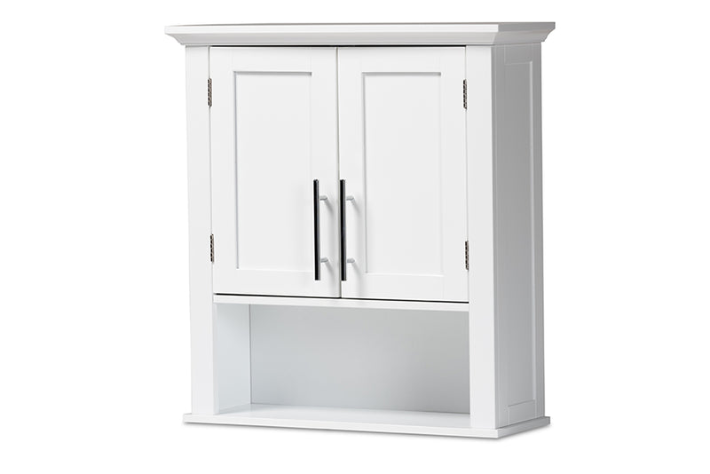 Melanie Modern and Contemporary White Finished Wood 2-Door Bathroom Wall Storage Cabinet