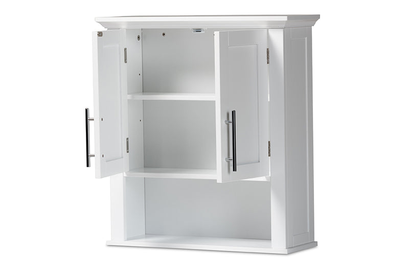 Melanie Modern and Contemporary White Finished Wood 2-Door Bathroom Wall Storage Cabinet
