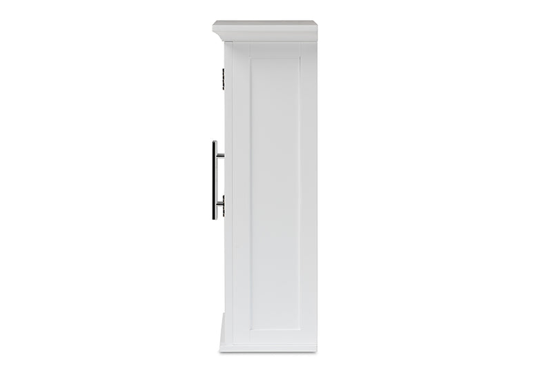Melanie Modern and Contemporary White Finished Wood 2-Door Bathroom Wall Storage Cabinet