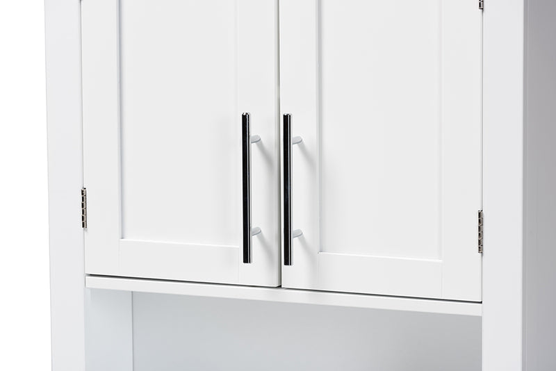 Melanie Modern and Contemporary White Finished Wood 2-Door Bathroom Wall Storage Cabinet