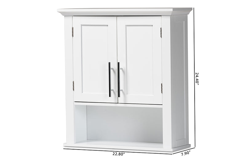 Melanie Modern and Contemporary White Finished Wood 2-Door Bathroom Wall Storage Cabinet
