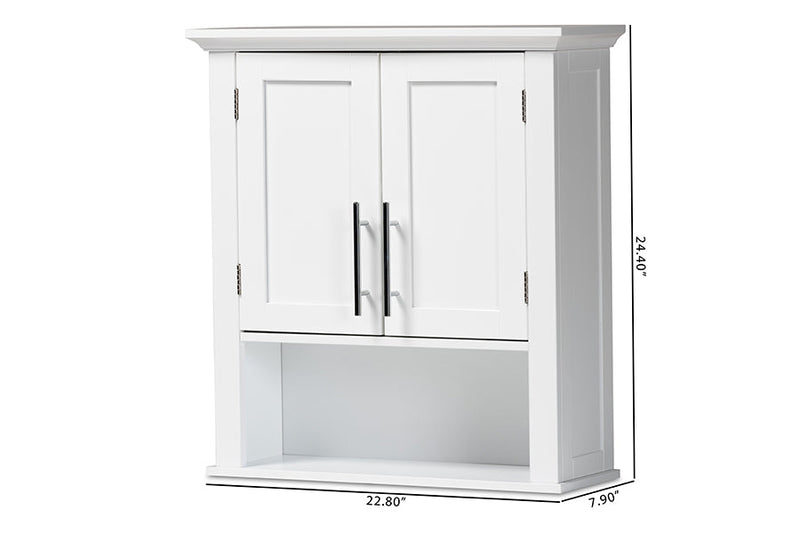 Melanie White 2-Door Bathroom Wall Storage Cabinet Baxton