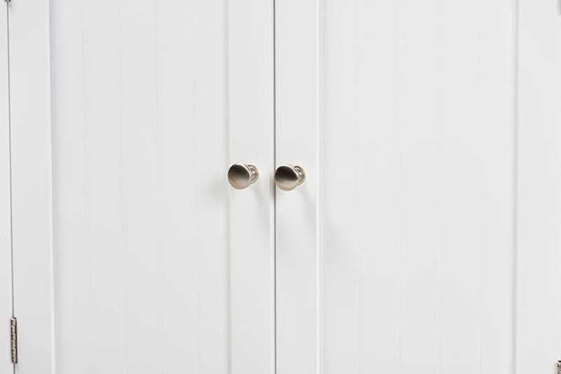 Haben White 2-Door Bathroom Storage Cabinet Baxton