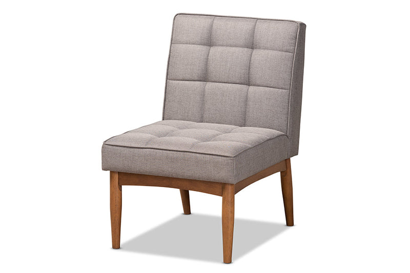 Yara Gray Fabric Upholstered and Walnut Brown 5-Piece Dining Nook Set Baxton