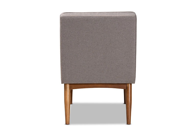 Yara Mid-Century Modern Gray Fabric Upholstered and Walnut Brown Finished Wood Dining Chair