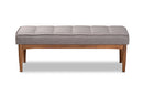Yara Gray Fabric Upholstered and Walnut Brown Dining Bench Baxton