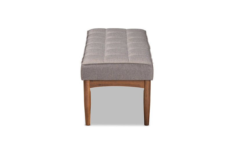 Yara Gray Fabric Upholstered and Walnut Brown Dining Bench Baxton